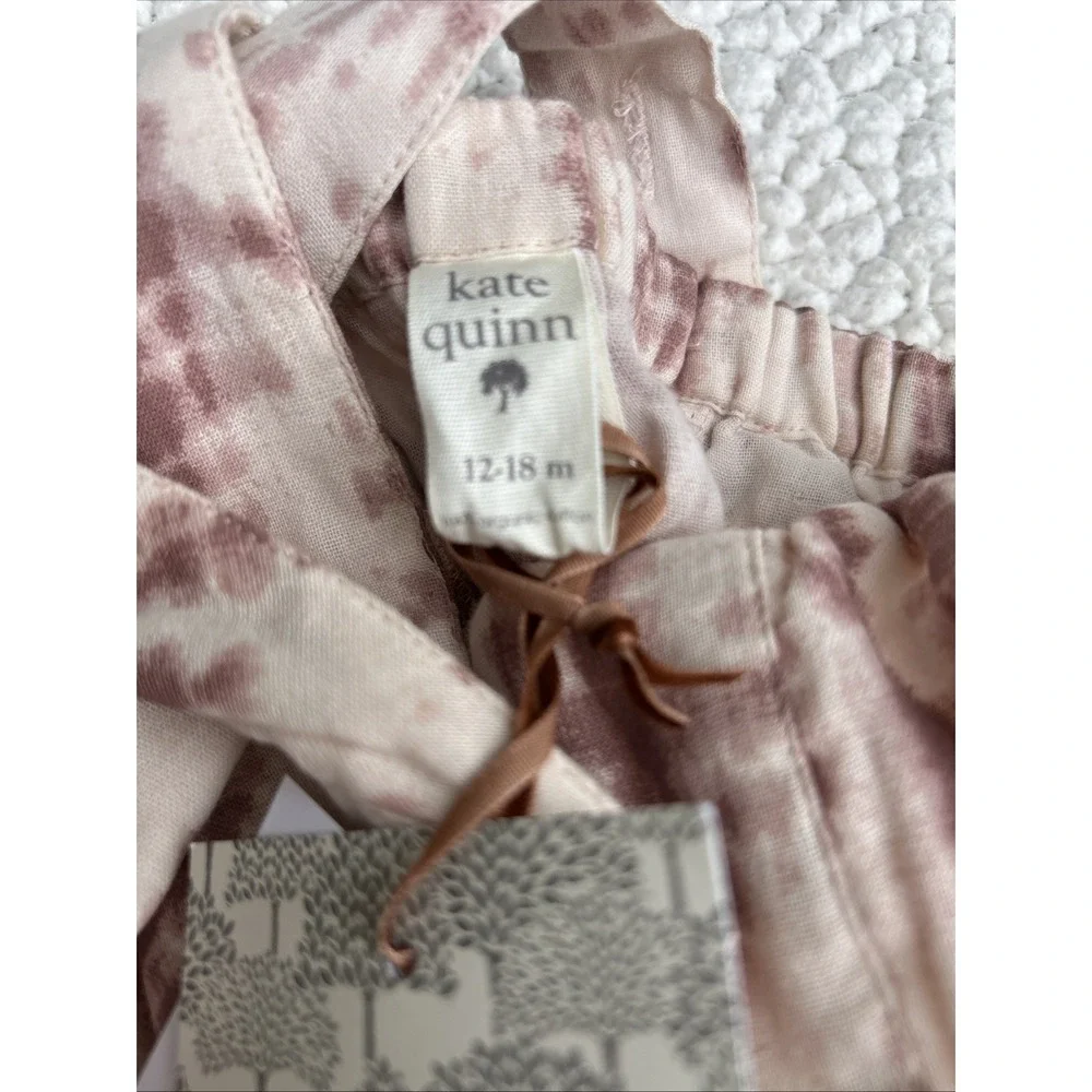 Kate Quinn 100% Organic Cotton Tie Dye Ruffle Romper Mauve 12-18M NWT